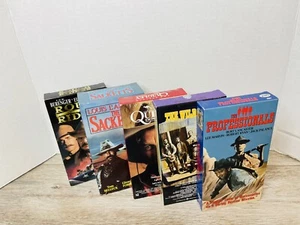 5 Classic Westerns VHS Films The Sacketts L’Amour Selleck Elliot Rough Riders S - Picture 1 of 6
