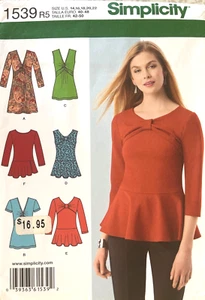 Túnica Simplicity Misses, patrón superior 1539 talla 14-22 SIN CORTAR - Imagen 1 de 2