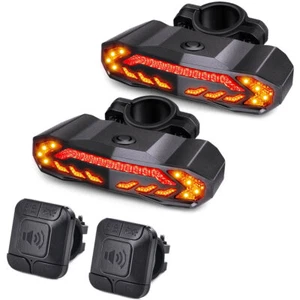 Smart Bike Tail Light Remote Turn Signals Outdoor Vehicle Anti-Theft Alarm 2Pack - Picture 1 of 12