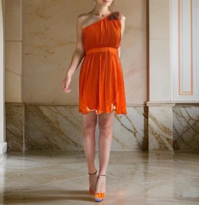 Vestido naranja de fiesta de cóctel talla 10 - Imagen 1 de 3