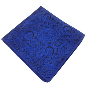 Blue with Black Paisley Pocket Square - Picture 1 of 1