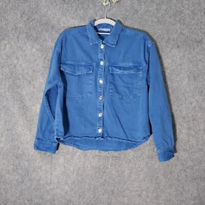 Zara Girls Jacket 13 14 Blue Denim Jean Long Sleeve Button Trucker Stonewash - Picture 1 of 11