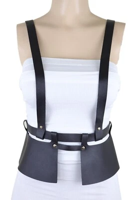 Women Black Faux Leather Punk Rock Fashion High Waisted Belt Suspender Size XS S - Image 1 of 4