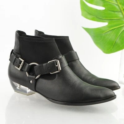 Botas Jacques Matisse para Mujer Talla 7.5 Cuero Negro Tacón Lucite Arnés Botines Foto 1 de 4