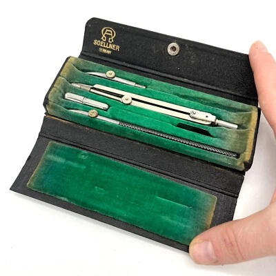 Soellner Germany Drafting Compass Set Geometry Tool with Case Vintage - Image 1 of 4