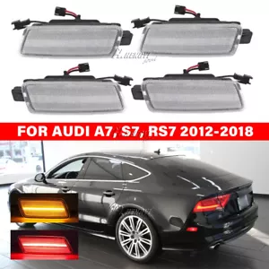 Clear Front+Rear Bumper Side Marker Light Lamp For Audi A7 S7 RS7 2012-2018 - Picture 1 of 7
