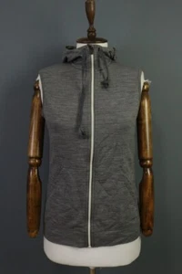 Icebreaker Gray Merino Wool Hooded Full Zip Lightweight Vest Track Jacket Size M - Picture 1 of 16