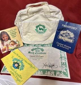 Vintage 1985 Cabbage Patch Doll’s Airways Canvas Travel Bag Birth Cert Passport - Bild 1 von 10