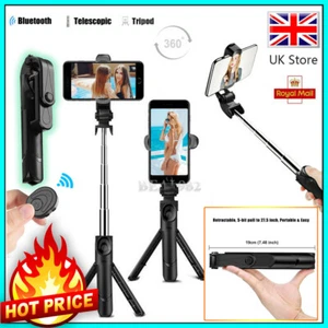 Selfie Stick Bluetooth Remote Monopod Phone Holder Tripod For iPhone Samsung - Picture 1 of 42