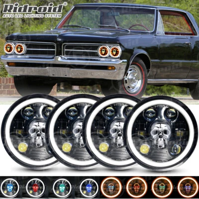 4PCS 5.75" 5 3/4" RGB LED Headlights Hi/Lo Beam For Pontiac GTO 1964-72 Firebird - Image 1 of 4