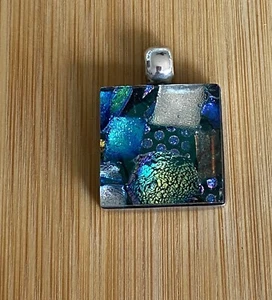 Vintage Sterling Silver Dichroic Glass Pendant - Bild 1 von 9