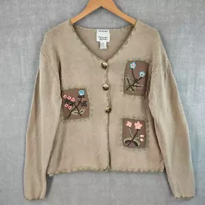 Maglione Christopher Banks donna grande beige all over fiori ricamato a mano - Foto 1 di 21