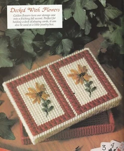 Flower Playing Card Holder - 5-7/8"x4-1/8"x1-1 /4" - Plastic Canvas Pattern ONLY - Picture 1 of 2