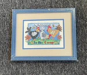 FRAMED COMPLETED CROSS STITCH: WELCOME TO THE COOP: 28 x 23cm(NO GLASS) - Picture 1 of 1