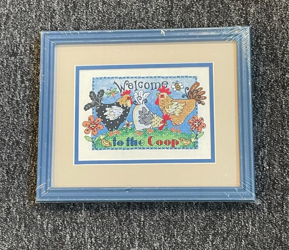 FRAMED COMPLETED CROSS STITCH: WELCOME TO THE COOP: 28 x 23cm(NO GLASS) - Image 1 of 1
