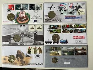 Joblot bulk Medal Coin Cover Royal Mint Concorde, Thomas Train, Army, Locomotive - Picture 1 of 14