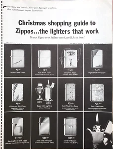 PRINT AD Zippo Lighters Christmas Gift Selections 1962 Shopping Guide - Picture 1 of 1
