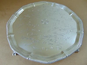 GARRARD & CO INTERESTING STERLING SILVER CHESHIRE REGIMENT SALVER 1953 - Picture 1 of 12