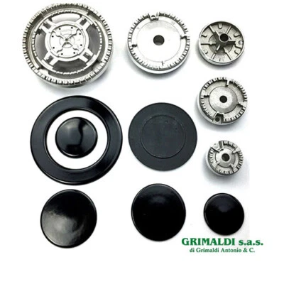 BEKO - KIT 5 BRUCIATORI + PIATTELLI SPARTIFIAMMA 4 FUOCHI + TRIPLA CORONA CUCINA