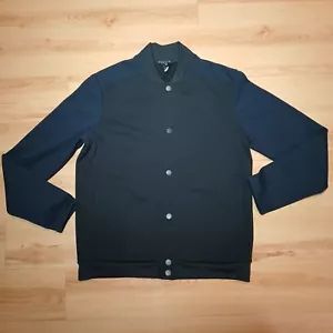 Theory Men's Black Navy Snap Button Bomber Jacket Sz L - Picture 1 of 7