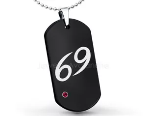 Cancer Zodiac Sign Dog Tag Tungsten Pendant Mens 0.07ct Ruby Gemstone Pendant - Picture 1 of 27