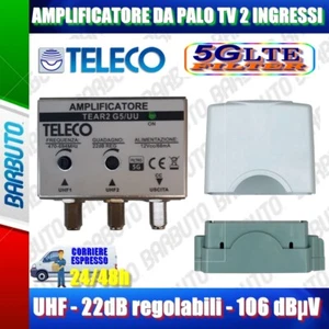AMPLIFICATORE DA PALO TELECO UHF + UHF 22 dB REGOL. CON FILTRO 5G TEAR2 G5/UU - Foto 1 di 1