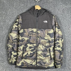 The North Face Boys XL 16-18 Camo Puffer Jacket Reversible Black Fleece Outdoors - Picture 1 of 20