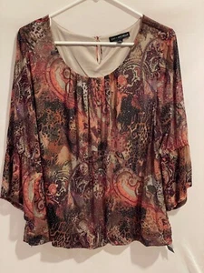 Neu Sara Michelle Korallenmuster Paisley Top Größe Large vollständig Linien Schlüsselloch Knopf - Bild 1 von 4