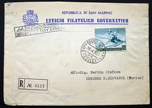 San Marino 1953 Scott C90 enviado por correo FDC esquí - Imagen 1 de 2