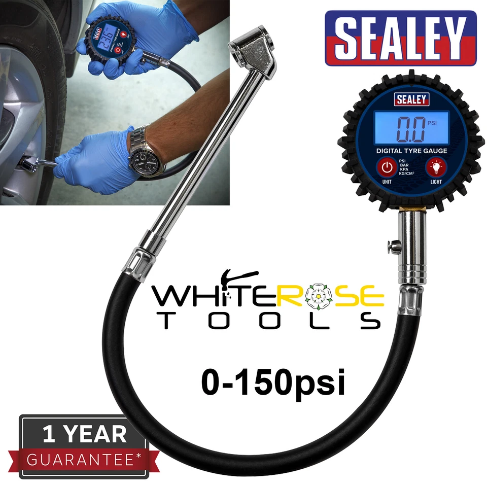 Sealey TST003 Digital Tyre Pressure Gauge With Push-on Chuck