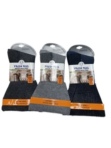 Men Merino Wool Blend Diabetic Reinforced Heel Toe Extra-Wide Top Thermal Socks - Picture 1 of 3