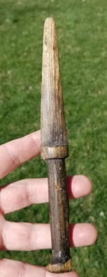 antique folk art toy knife HAND WOOD CARVED WIDDLED estate sale - Image 1 of 4