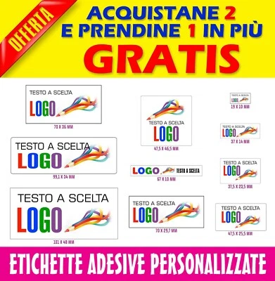 ETICHETTE ADESIVE BIANCHE BOLLINI PERSONALIZZATI ADESIVO STICKER STAMPA A COLORI - Image 1 of 3