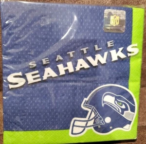 2 Pkgs - NFL SEATTLE SEAHAWKS 36 ct X 2, 2-Ply NAPKINS FOOTBALL Party Supplies - Picture 1 of 3