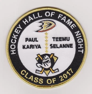 Parche raro del Salón de la Fama del Hockey Anaheim Ducks Teemu Selanne y Paul Kariya Foto 1 de 2