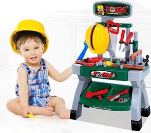 Kinder Arbeitsbank Kinder Spielset mit 45+ Werkzeugen zum Selbermachen Werkzeug Kit Bau Spielzeug - Bild 1 von 10