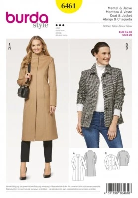 Burda Ladies Sewing Pattern 6461 Coat & Jacket (Burda-6461) - Image 1 of 3