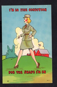 Militär Comic WWII WAC ~ in gutem Zustand für Form, in der ich bin ~ Vintage Leinen Postkarte - Bild 1 von 2