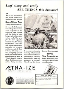 PRINT AD 1931 Aetna Insurance Casualty & Surety Company Loaf Along 6 x 9 - Imagen 1 de 3