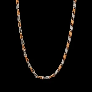 Mens 22Inch Platinum and Rose Gold Chain 4.5MM Width 20 Gram Weight - Picture 1 of 5