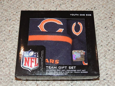 Juego de 2 sombreros y guantes con pantalla táctil gorro sombrero equipo NFL Bears regalo juventud unisex sistema operativo Foto 1 de 2