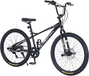 26 Inch Mountain Bike for Men and Women,MTB 7 Speeds,Dual Disc Brake,Black - Picture 1 of 6