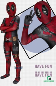Deadpool Children Jumpsuit Cosplay Costume Wade Wilson Kids Red Halloween Outfit - Picture 1 of 13