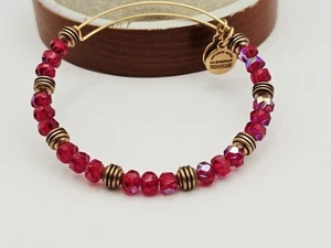 Alex Ani " Believe " Ruby Red Crystal Iridescent Beaded Bangle Bracelet ✨️⭐️⭐️ - Picture 1 of 8