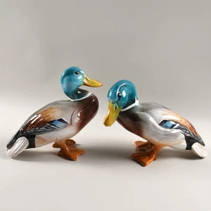 Pair Hand Painted Mallard Ducks Porcelain Made in Italy - Picture 1 of 2