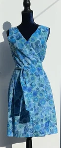 Vintage Liberty House Kahala Blue & Green Midi Wickelkleid Gr. S-M - Bild 1 von 10