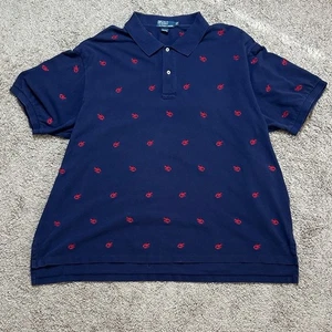 VTG POLO by RALPH LAUREN Men's Polo T-Shirt Nav Embroidered Red Lobster Size 4XB - Picture 1 of 8