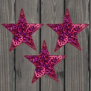 Sequin Star Embroidered Patch — 3-Pack — Iron On - Picture 1 of 1