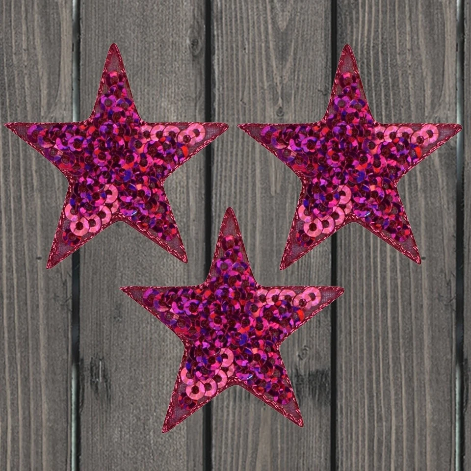 Sequin Star Embroidered Patch — 3-Pack — Iron On - Image 1 of 1