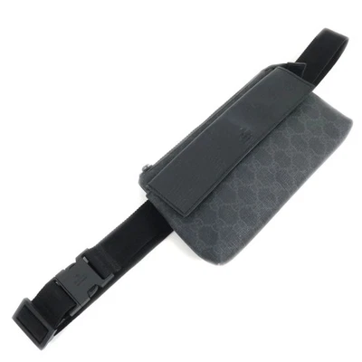 GUCCI Body Waist Bag GG Supreme Leather Black Black HDW 161833 Authentic - Image 1 of 4